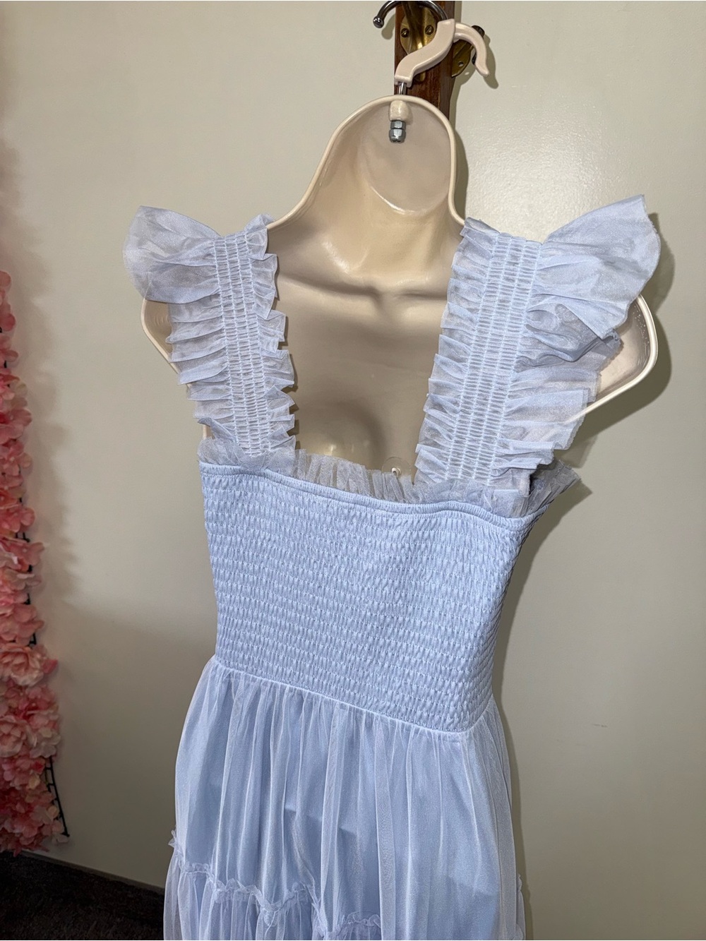 Baltic Born (XS) Light Blue Tiered Ruffle Skirt Tulle Maxi Dress - Picture 7 of 8